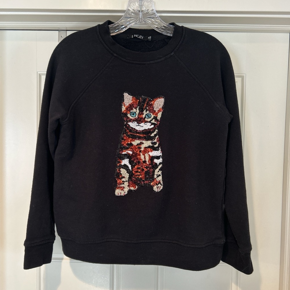 Black and Brown Cat Design Crewneck